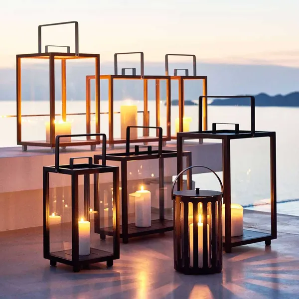 Lighthouse Lanterne Rectangle Teak / Grey