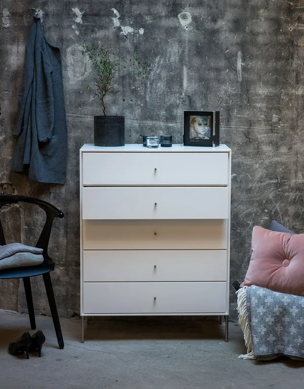 Volt Kommode 5 Skuffer Beige/Rustfrit Stål