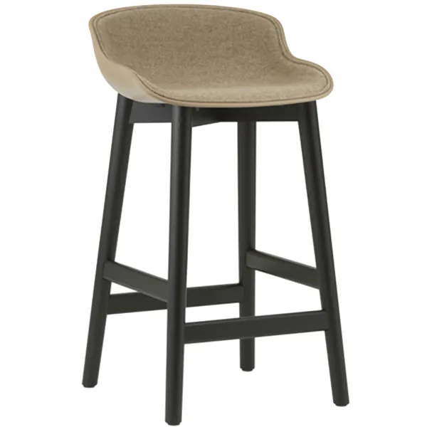 Hyg Barstol 65 cm Betrukket Forside Sand / Sort Egetræ