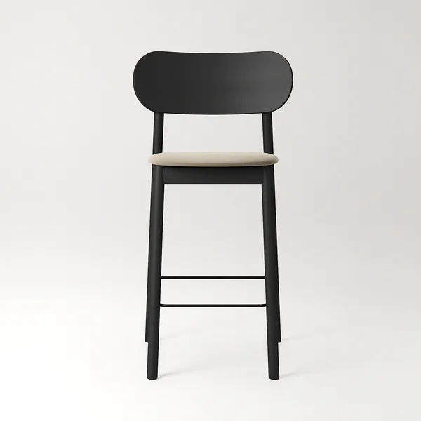 Elephant Barstol Svart / Beige Sammet