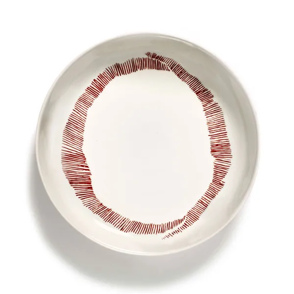 Feast Deep Plate 22 cm White / Red Striped