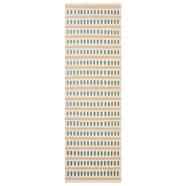 Ladakh Villamatto 80x250 cm Luonnonvalkoinen / Sky Blue / Vaalean Beige