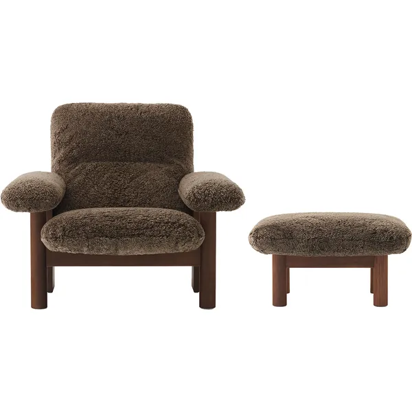 Brasilia Fåtölj Med Ottoman Walnut Root
