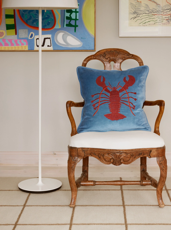 Lobster Putetrekk 50x50 cm Apricot Orange / Sky Blue