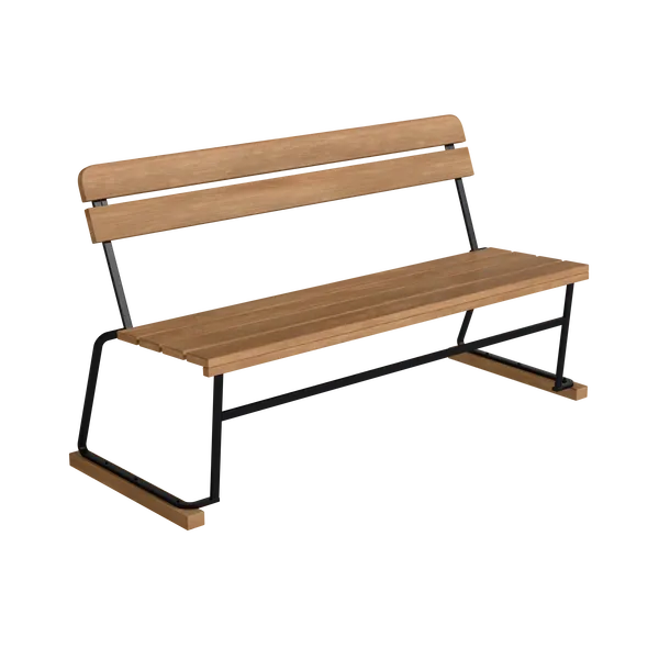 Sofa 3 140 cm Teak / Sort Stål