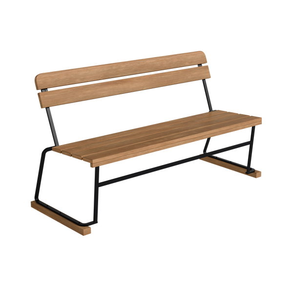 Sofa 3 140 cm Teak / Sort Stål