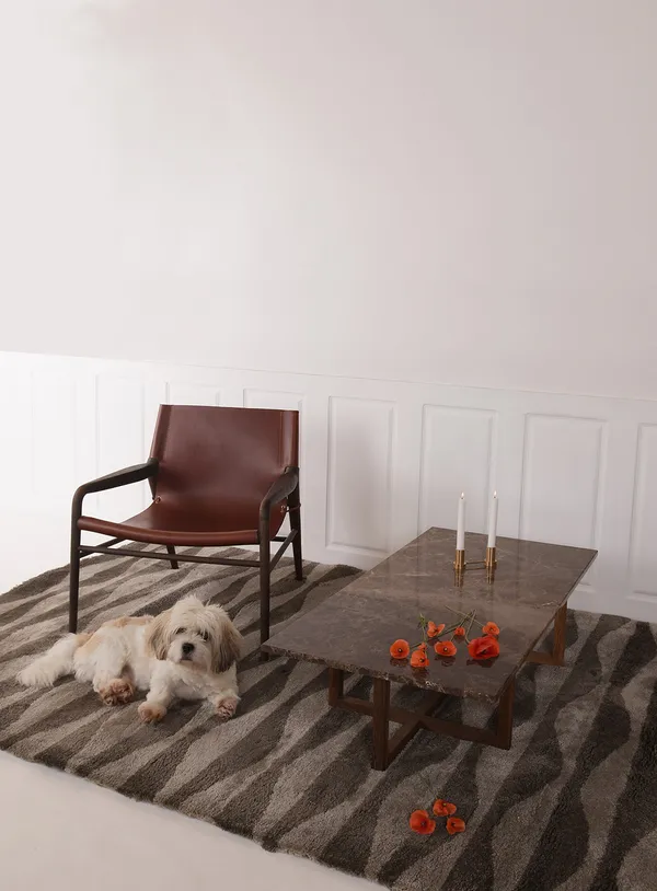Ninety 120x60 Smoked Oak frame H40 Marble White Sofabord Brunt