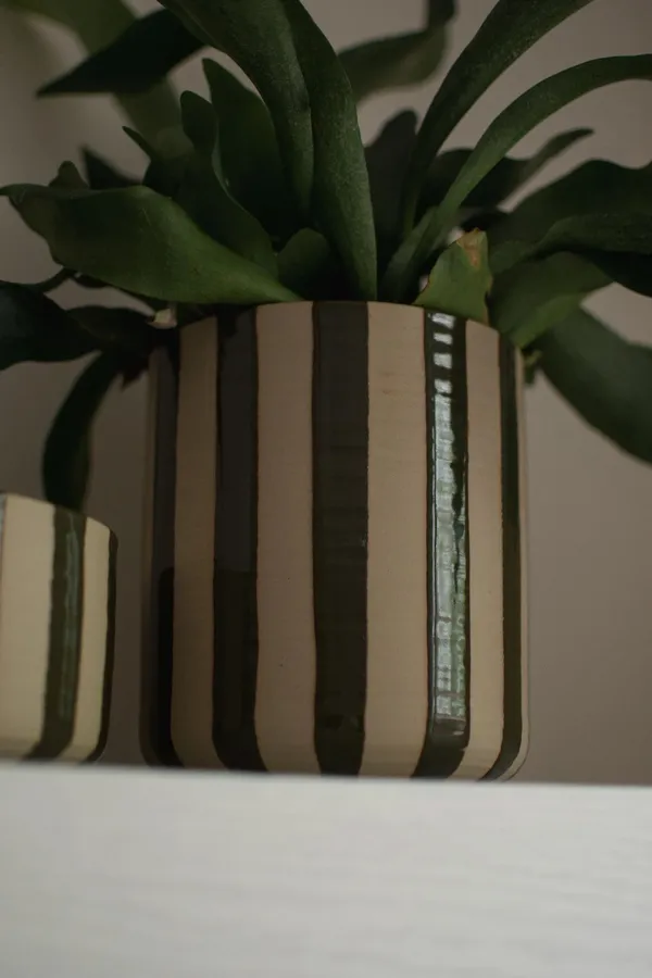 Line Stripe Kruka 16 cm Grön