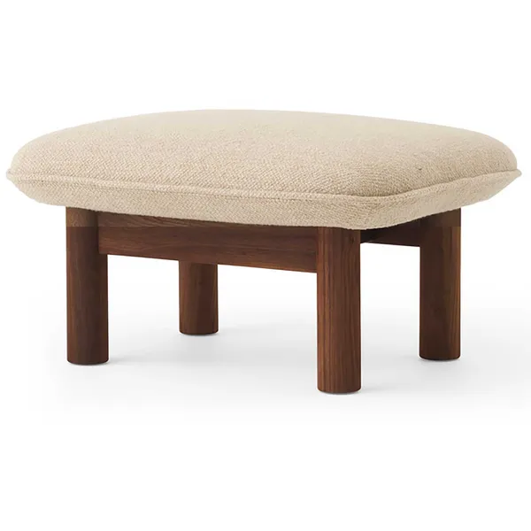 Brasilia Fåtölj Med Ottoman Walnut Bouclé 02 Beige
