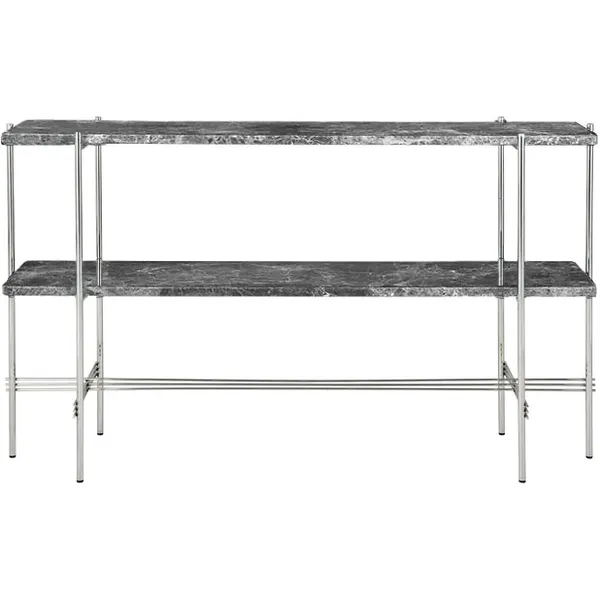TS Console Sidebord 120x30x72 cm Polert Stål / Grå Emperadormarmor