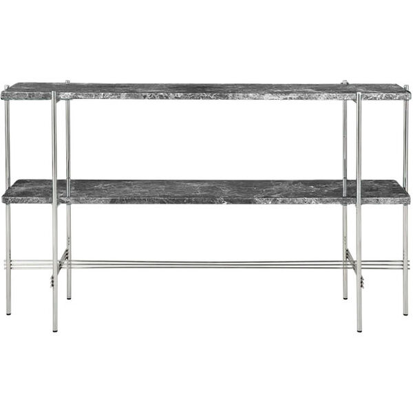 TS Console Sidobord 120x30x72 cm Polerat Stål / Grå Emperadormarmor