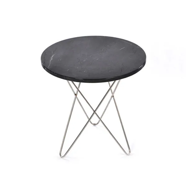 Tall Mini O Table Sidobord Ø50 cm Stål/Svart marmor