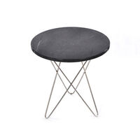 Tall Mini O Table Sidobord Ø50 cm Stål/Svart marmor