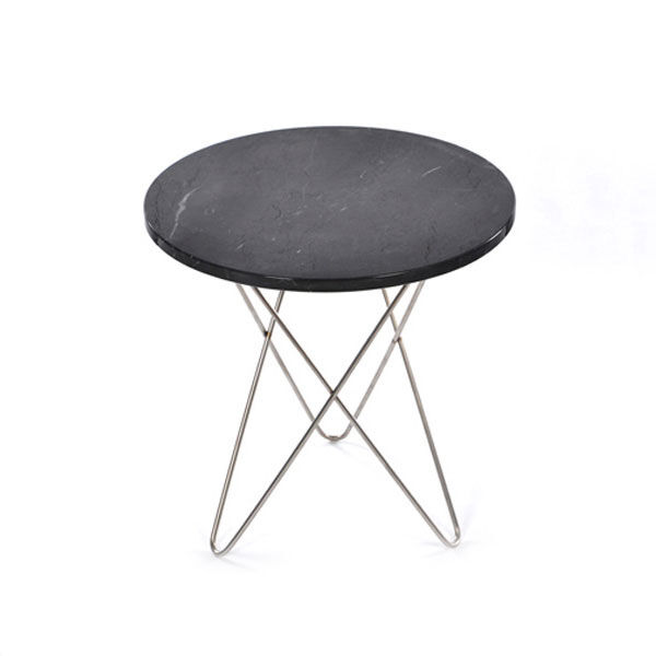 Tall Mini O Table Sidebord Ø50 cm Stål/Sort Marmor