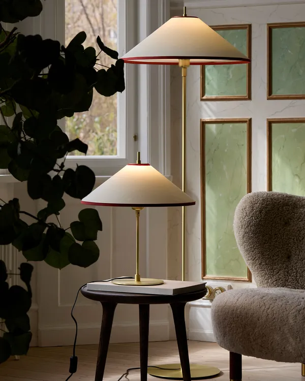 Tafta Bordlampe Ø40 cm Rød / Off-white