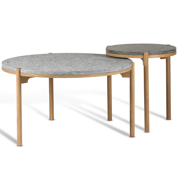 Dondo Sofabord Ø80 cm Egetræ / Afhøvlet Kalksten