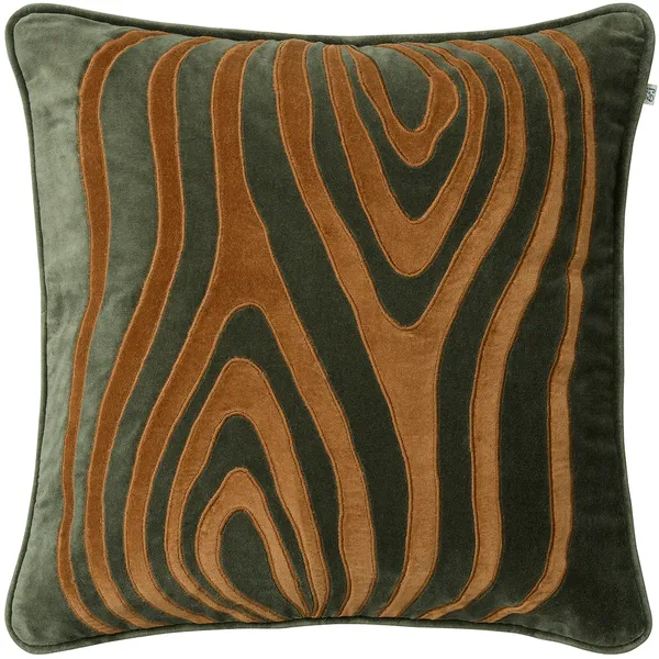 Mita Tyynynpäällinen 50x50 cm Forest Green / Konjakinruskea