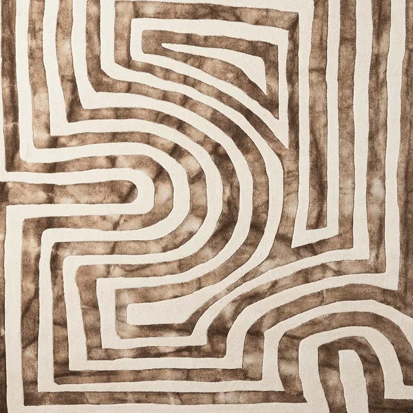 Psychedelic Labyrinth Rug Beige