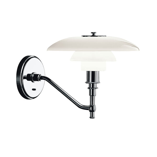 PH 3/2 Vägglampa Förkromad/Vitt Opalglas