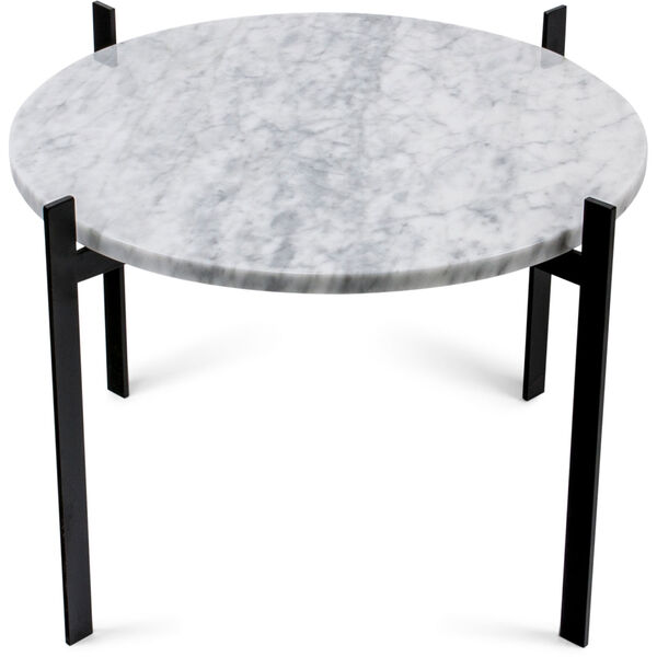 Single Deck Table Marble White Matt 50 Black Frame
