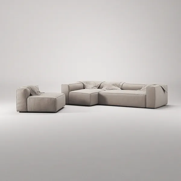 Grand Nelipaikkainen Sohva Divaani Vasen Nojatuolilla Sandshell Beige