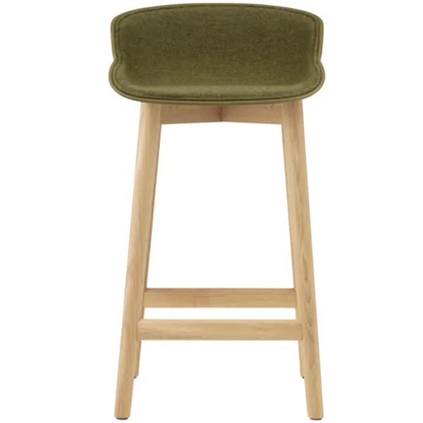 Hyg Barstol 65 cm Betrukket Forside Olivengrøn / Egetræ