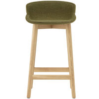 Hyg Barstol 65 cm Betrukket Forside Olivengrøn / Egetræ