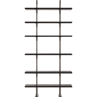 Keen Hyllsystem Med 6 Hyllplan 96 cm Svart Mässing / Svartbrunbetsad Ask