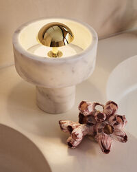 Stone Portabel Lampa Vit Marmor / Guld