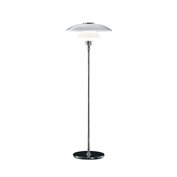 PH 4½-3½ Glas Golvlampa Förkromad/Vitt Opalglas