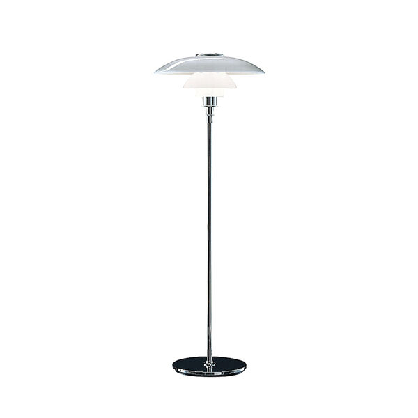 PH 4½-3½ Glass Gulvlampe Forkrommet/Hvitt Opalglass