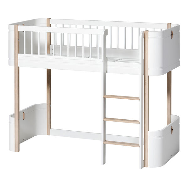 Wood Mini+ Låg Loft Säng Vit/Ek