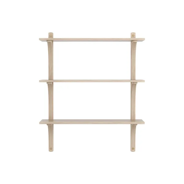 Levi Vägghylla 90 cm Medium Mässing / Vitpigmenterad Ek