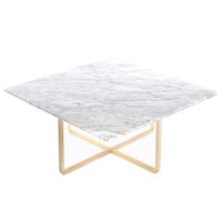 Ninety Sofabord 80 cm Messingstativ Hvit Marmor