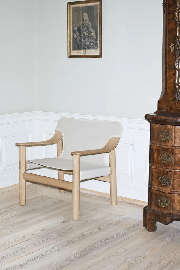 Bernard Lounge Stol Vattenbaserad Lackad Ek/Raw Canvas