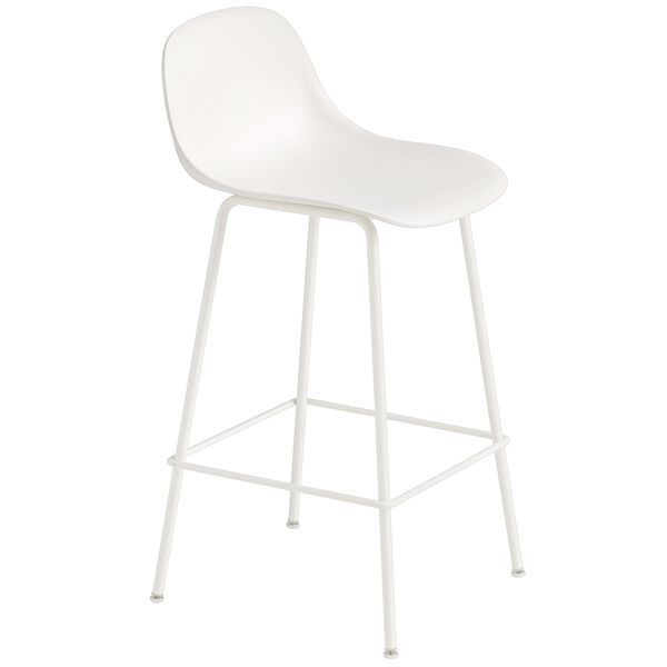 Fiber Tube Barstol med Rygstøtte 65 cm Natural White / Hvid