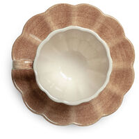 Oyster Kopp med Tallerken 25 cl Cinnamon