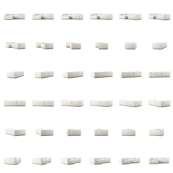 Grand 3-Sitssoffa Divan Vänster Bouclétyg Steam White