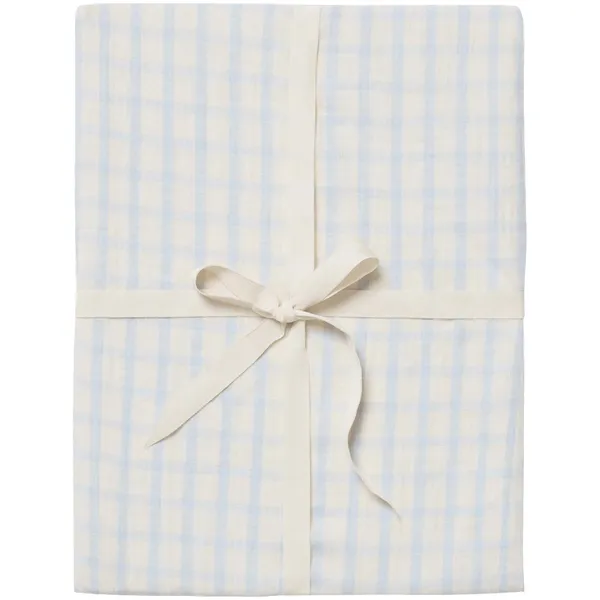 Gingham Sky Blue Muslin Fitted Sheet Junior 60x120 cm