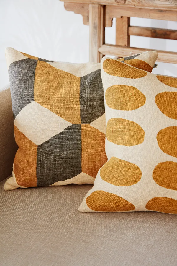 Asim Putetrekk 50x50 cm Lys Beige / Spicy Yellow