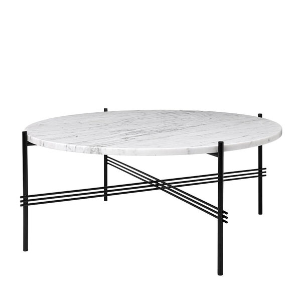 TS Soffbord 80 cm Svart / Vit Carraramarmor