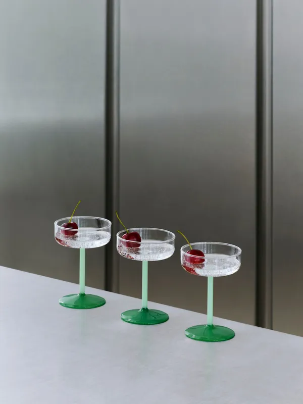 Tint Champagneglass 2-pk Klar / Jadegrønn