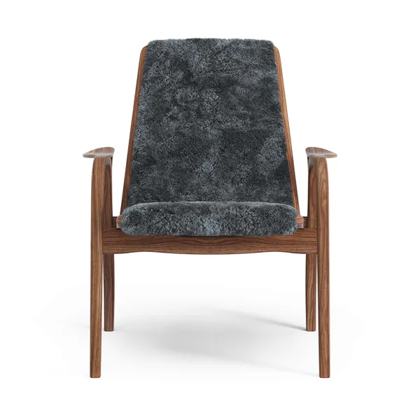 Laminett Fåtölj Fårskinn Lackerad Valnöt / Charcoal