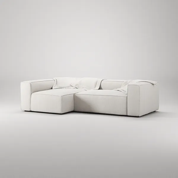 Grand 3-Sitssoffa Divan Vänster Bouclétyg Steam White