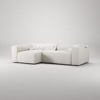 Grand 3-Sitssoffa Divan Vänster Bouclétyg Steam White