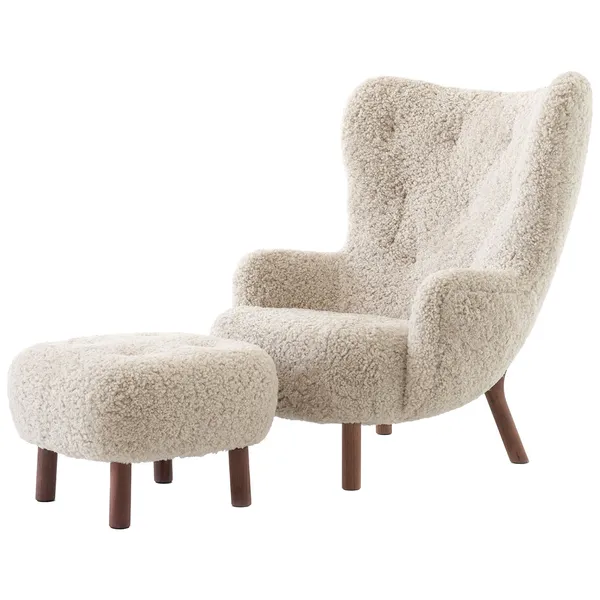 Petra VB3 Loungestol Set Fårskinn Moonlight / Valnöt