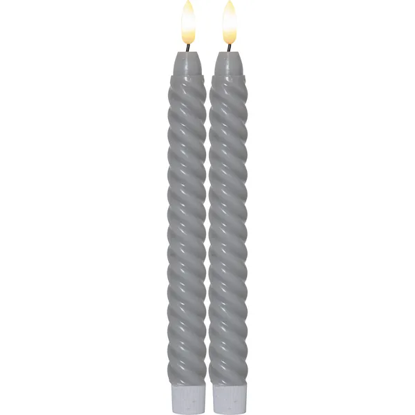 Flamme Swirl LED Antiklys 25 cm 2-pak Gråt