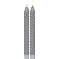 Flamme Swirl LED Antiklys 25 cm 2-pak Gråt