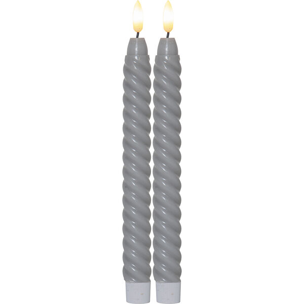 Flamme Swirl LED Antiklys 25 cm 2-pak Gråt