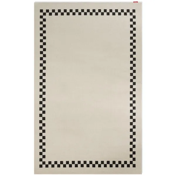 Carpretty Grand Check Border Teppe Antrasitt / Creme